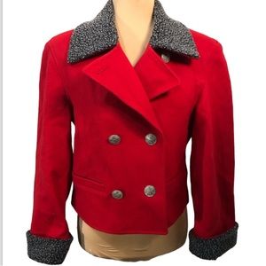 Vintage copper key wool Sherpa collared jacket